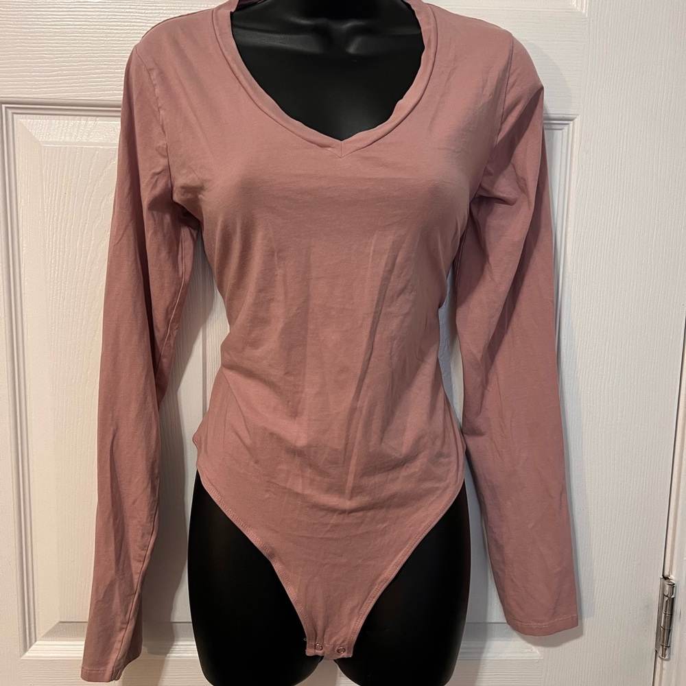 Fashion Nova Mauve Long Sleeve Bodysuit